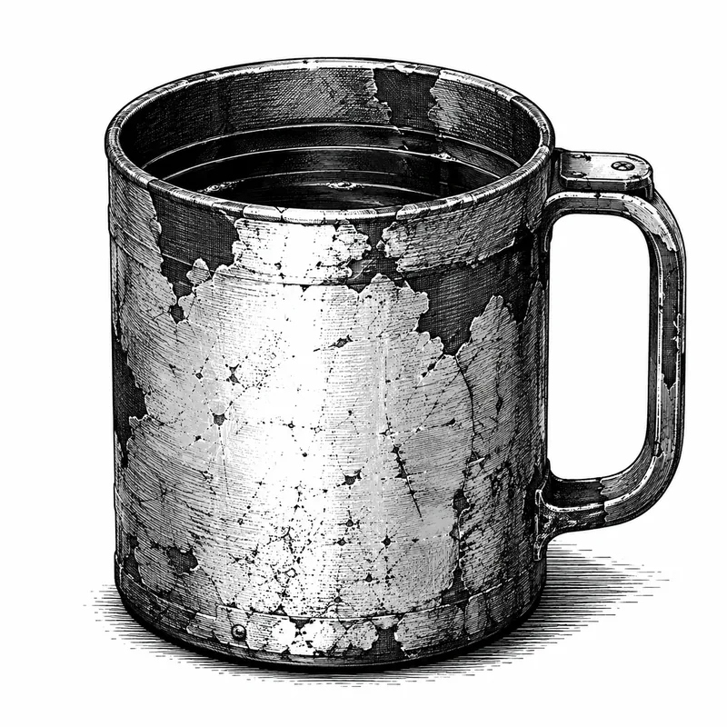 Awake in the Black weathered mug illustration
